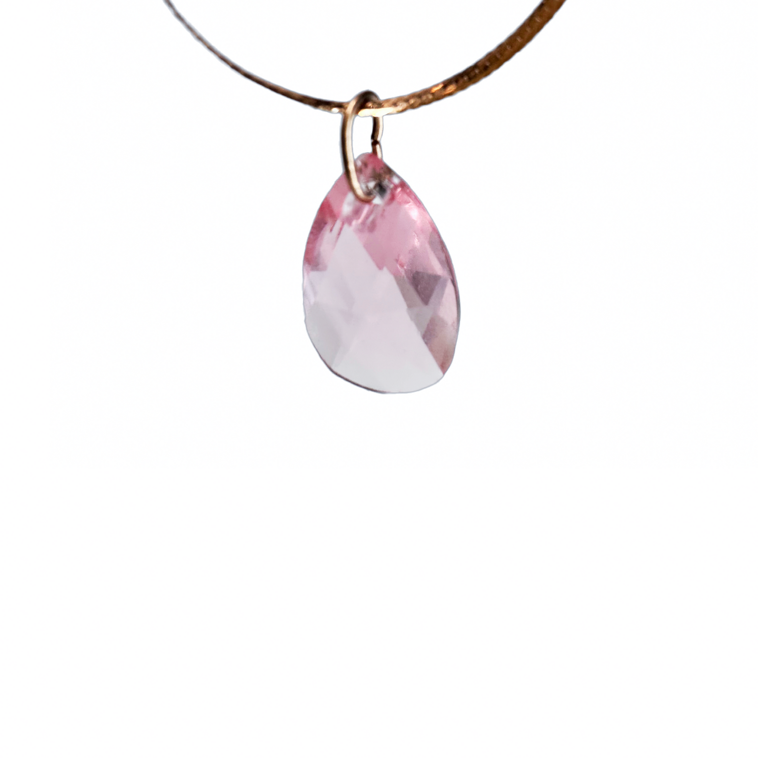 14K Gold Drop Crystal Pendant