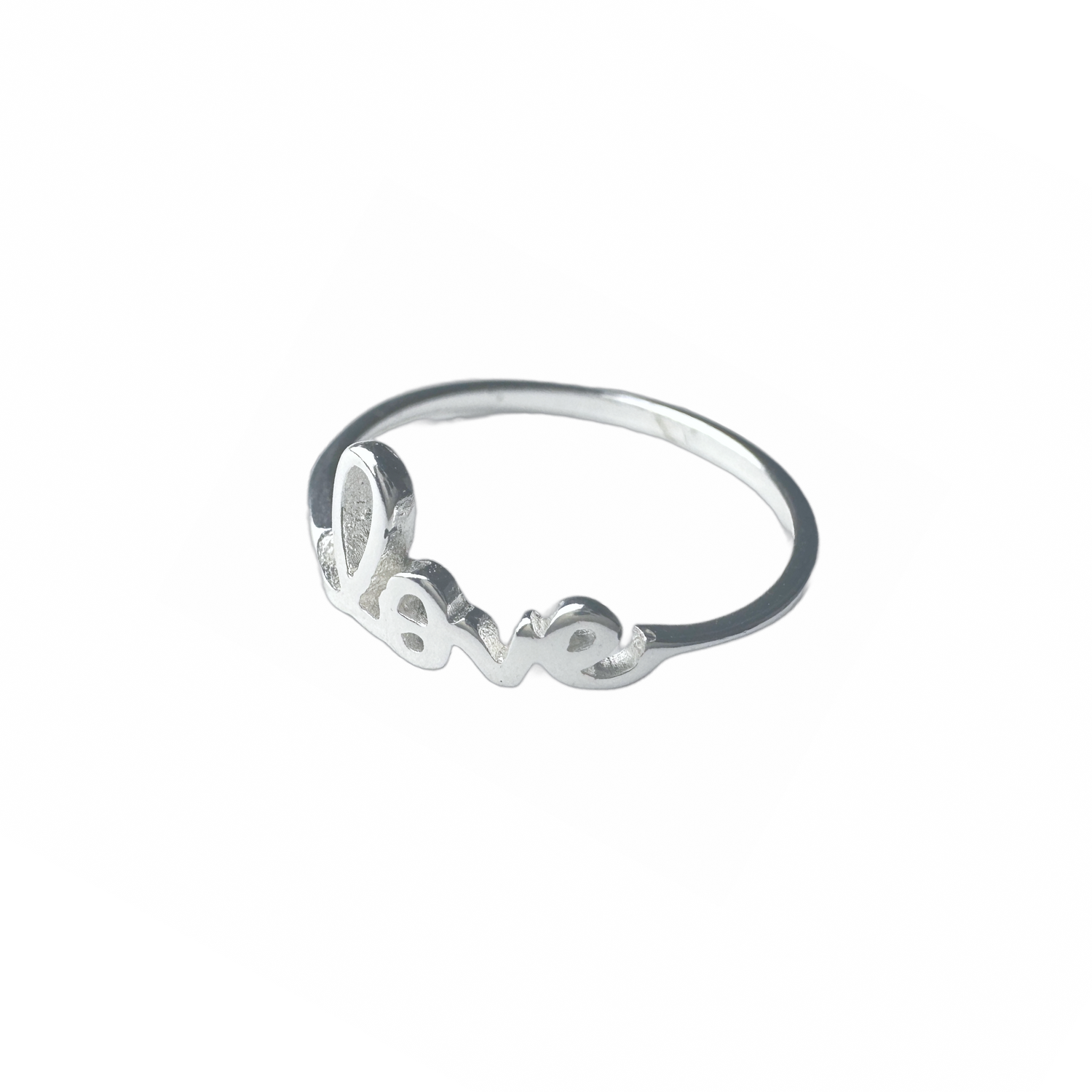 Sterling Silver "Mini Love" Script Ring