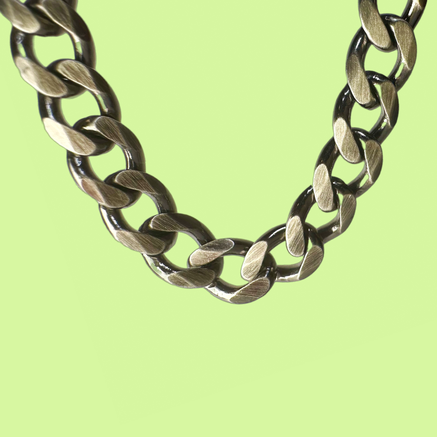 Darkened Silver Curb Chain Necklace