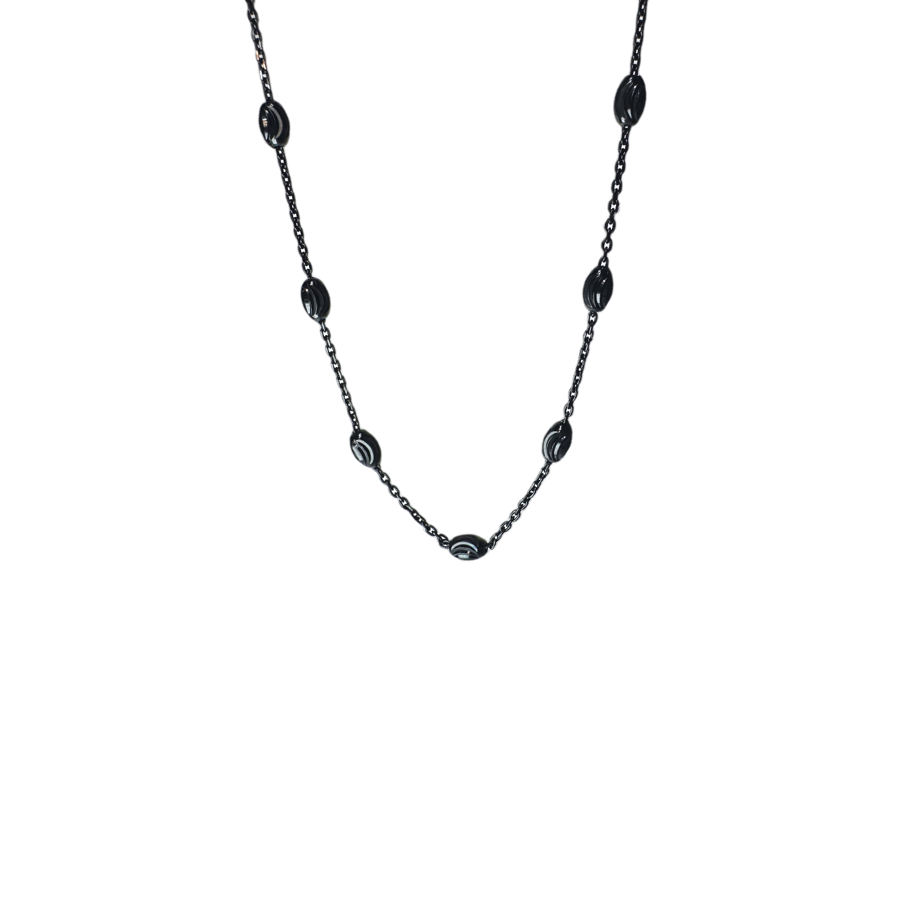 "Luna" Blackened Silver Moon Chain Necklace