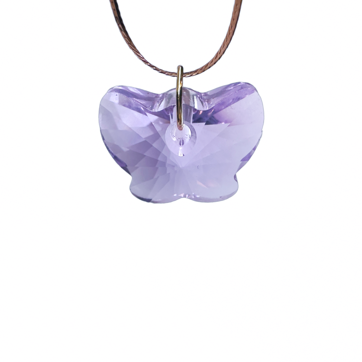 14K Gold Butterfly Crystal Pendant