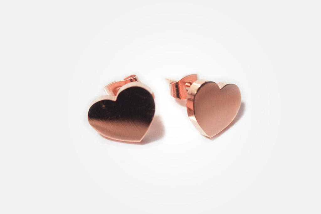 Rosy Heart Stud Earrings
