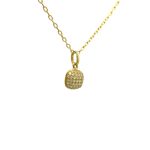 Gold Stone Square Pendant Necklace