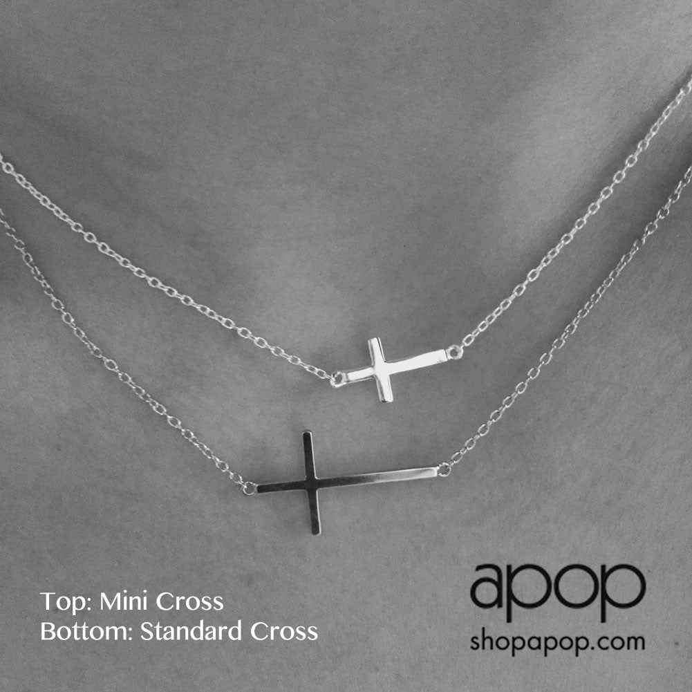 Mini Black Cross Necklace Two Tone