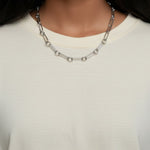 Apop Sterling Silver Paperclip Link Necklace with open circle links, polished finish, lobster claw clasp.