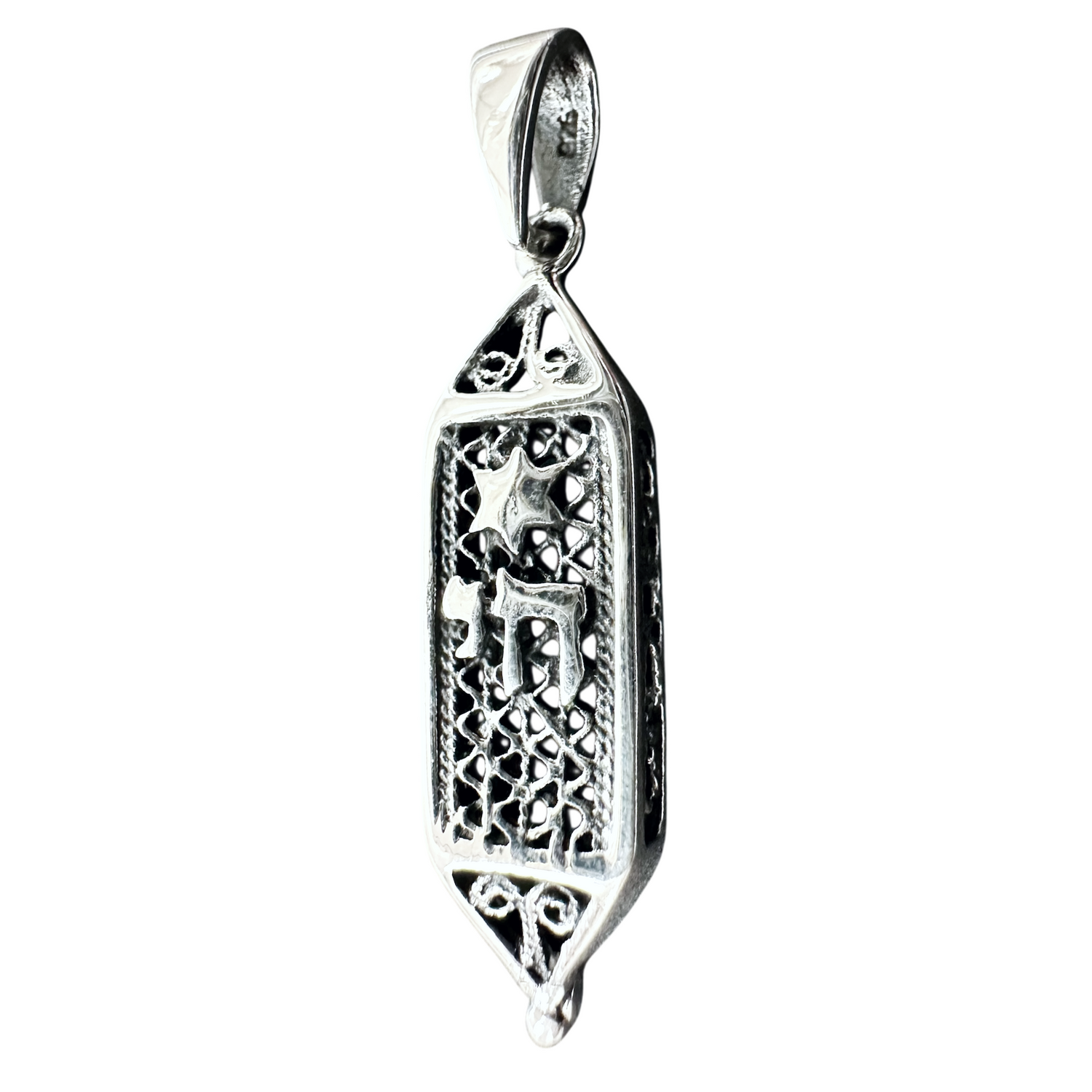 Sterling Silver Star of David Mezuzah Pendant