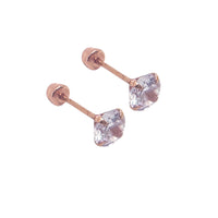Gold 14k Stone Stud Earrings Screwbacks