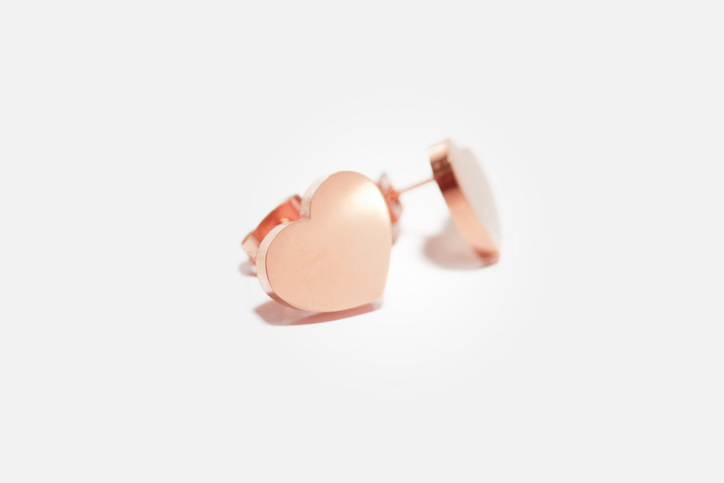 Rosy Heart Stud Earrings