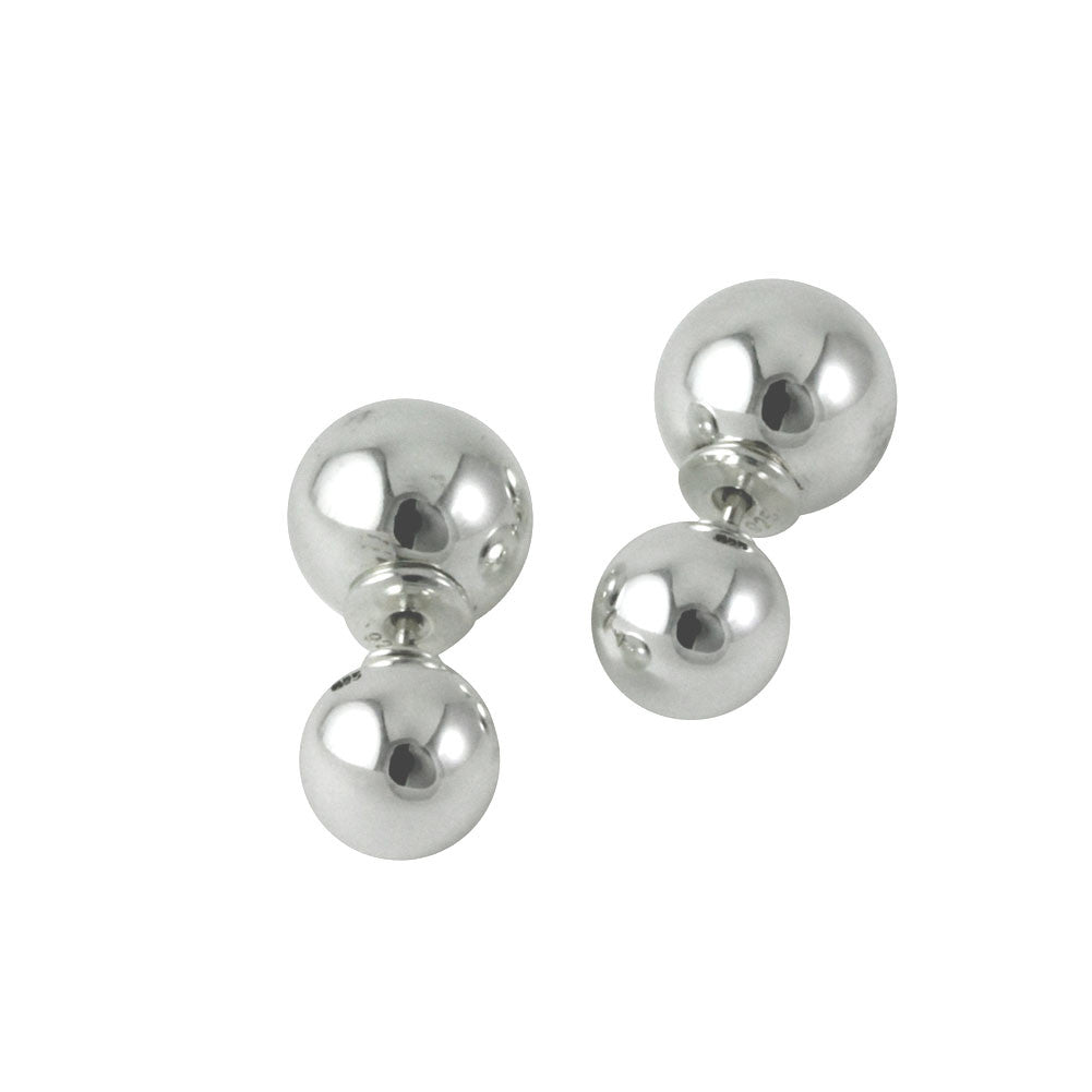 Small Silver Double-Sided Stud Earrings