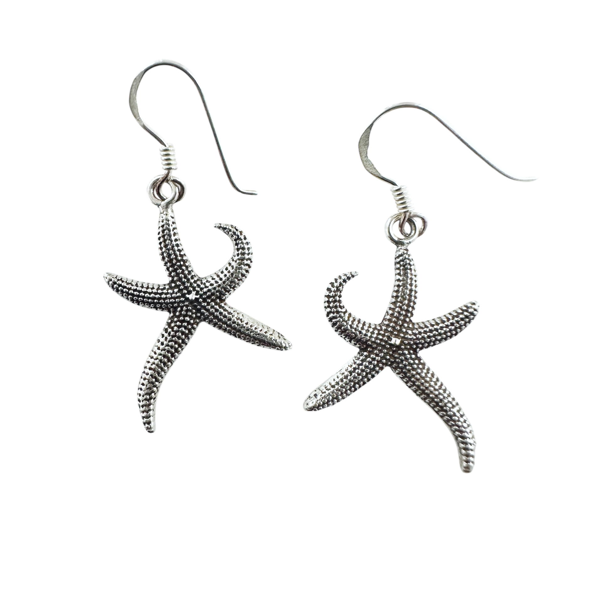 Silver Starfish Dangle Earrings