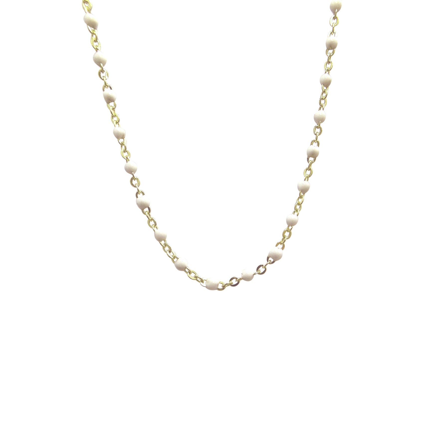 Gold White Enamel Necklace