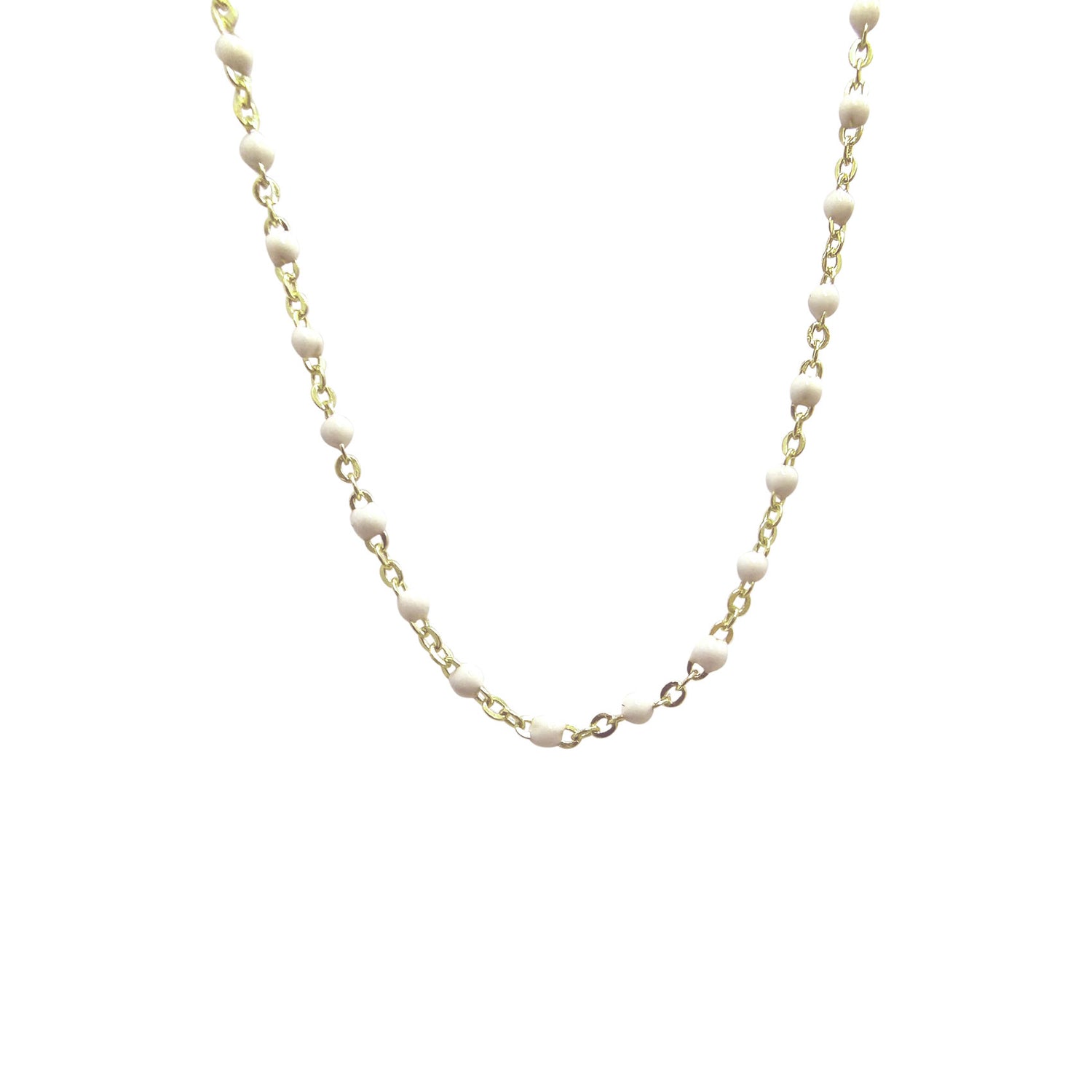 Gold White Enamel Necklace