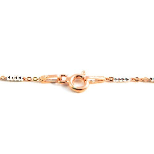 "Rosy & Silver" Two-Tone Bar Bead Chain Necklace