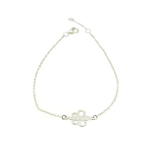 Sterling Silver Fleur de Lis Bracelet 7 inch