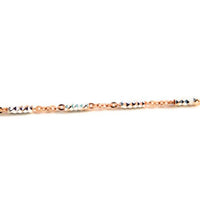 "Rosy & Silver" Two-Tone Bar Bead Chain Necklace
