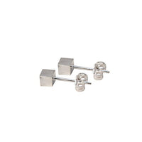 "QBK" Rosy Mini Cube Square Stud Earrings