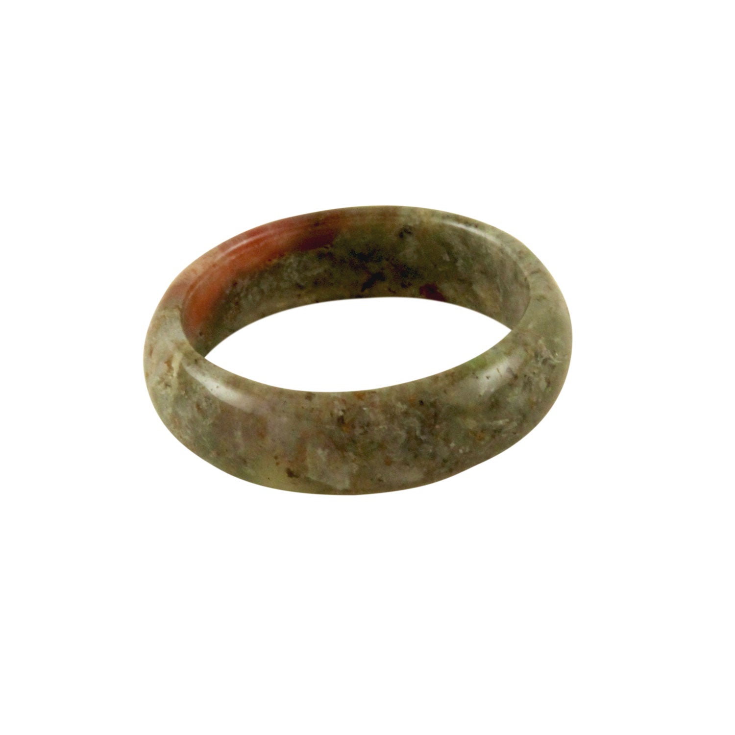 Green Jasper Style Stone Band Ring