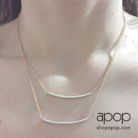 "Sparkle Bar" Cubic Zirconia Bar Pendant Necklace Sterling Silver