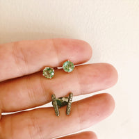 "Dazzle" Blackened Silver Diamond Bar Stud Earrings