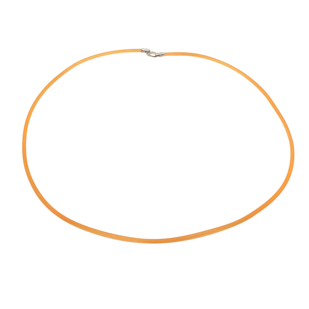 Orange Cord Strand Choker Necklace with 925 Sterling Silver Clasp