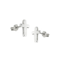 Sterling Silver Plain Cross Stud Earrings