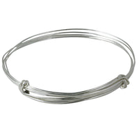 Sterling Silver Adjustable Wired Bangle Bar Bracelet