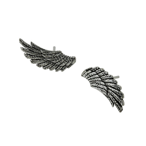 Sterling Silver Angel Feather Wings Stud Earrings