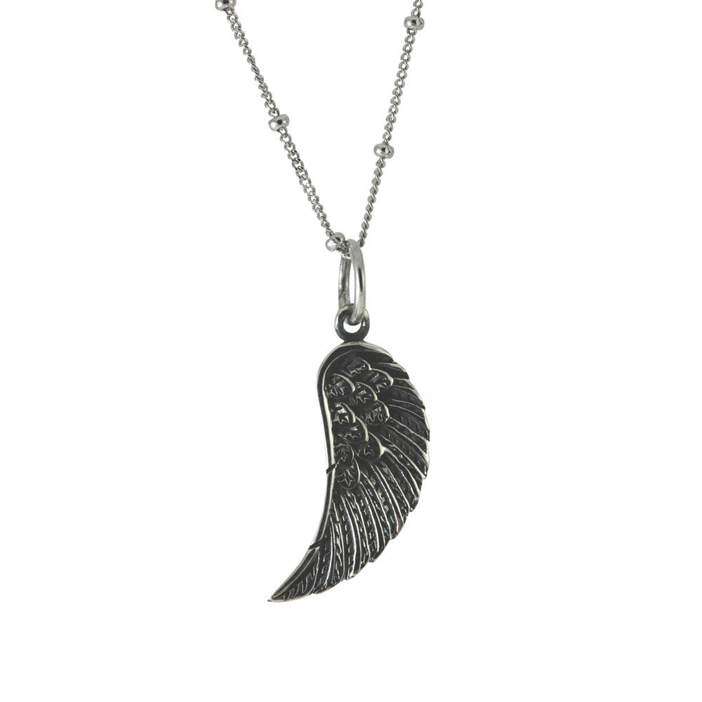 Sterling Silver Soaring Angel Feather Wing Pendant Necklace