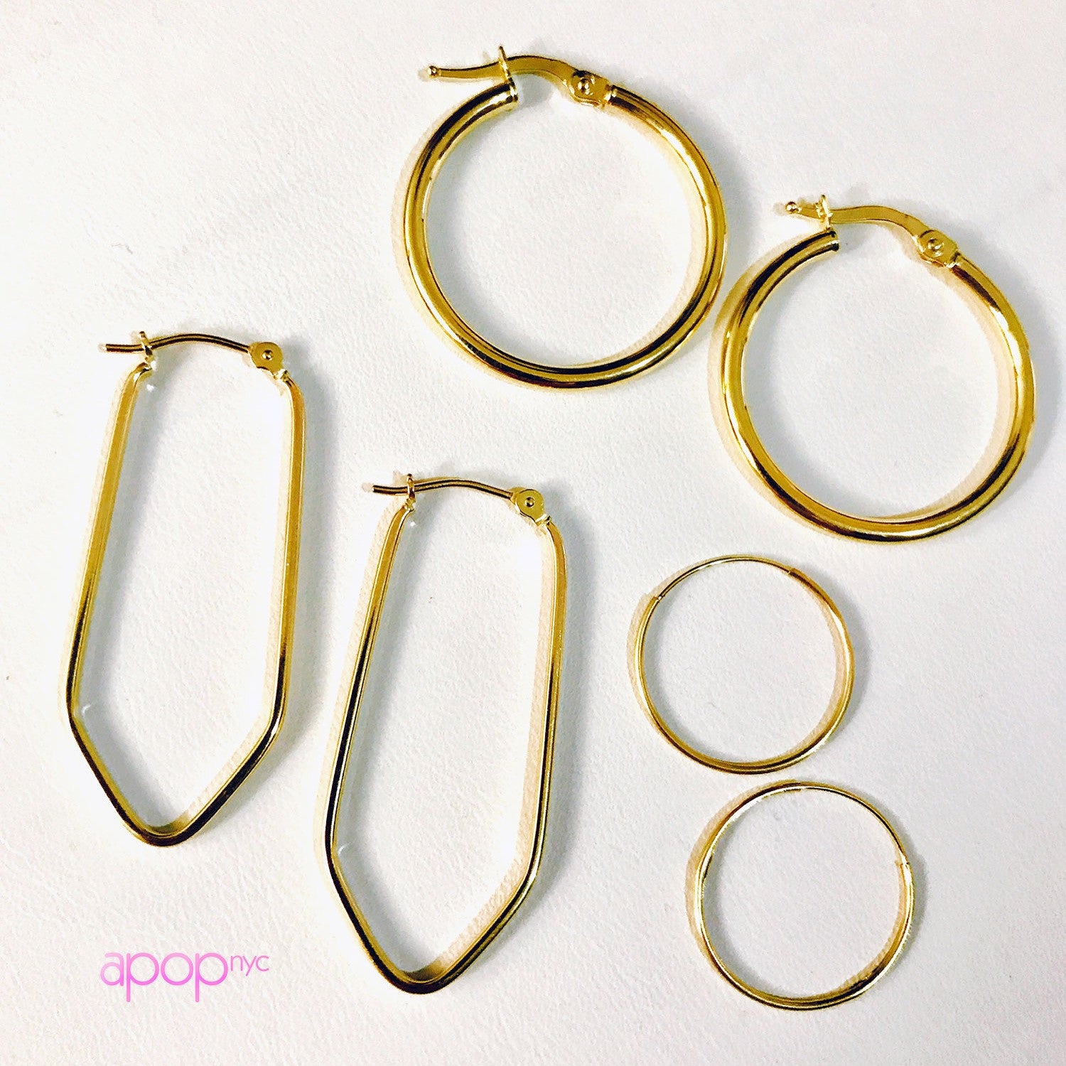10K Geometrical Hoop Earrings