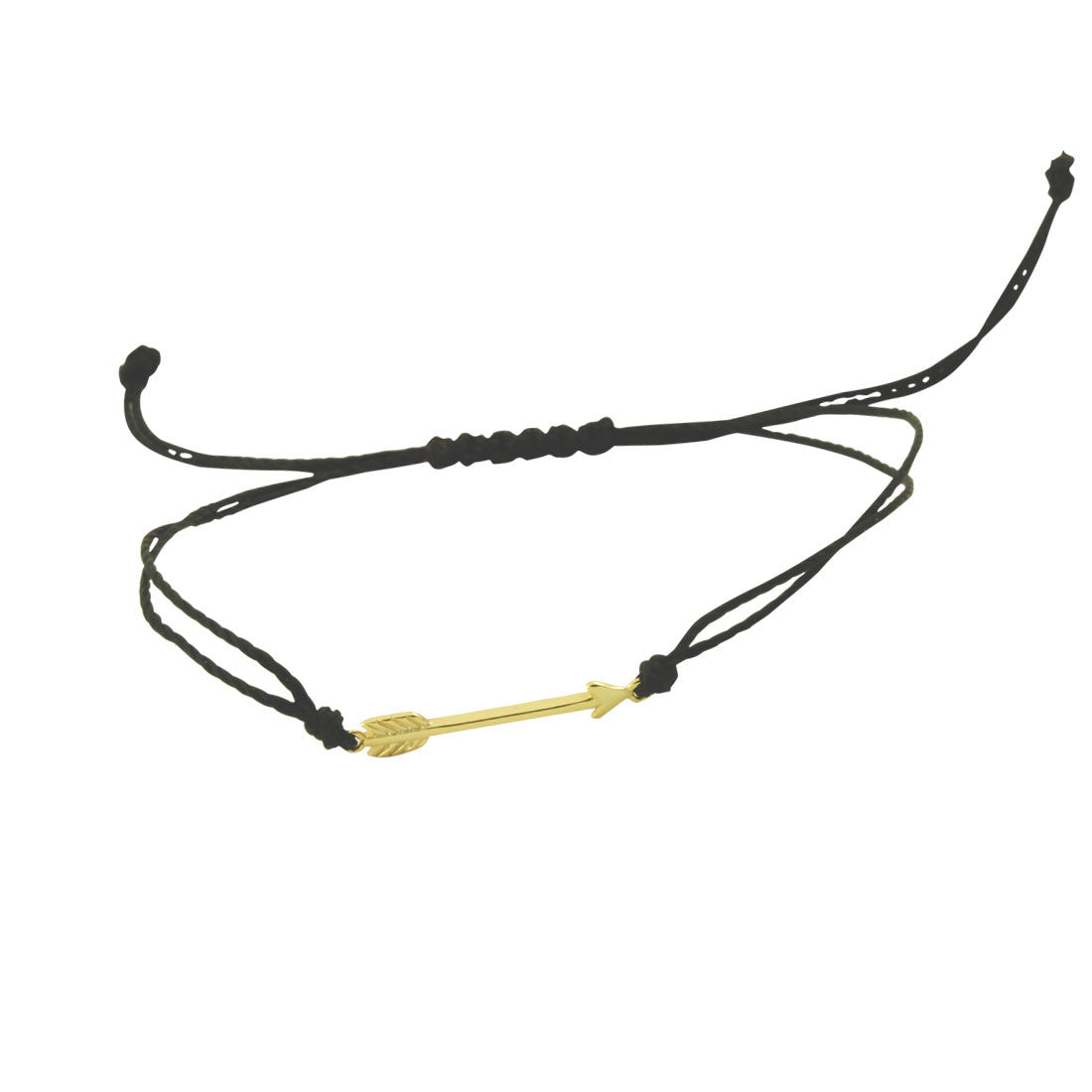 Sterling Chevron Arrow Black Adjustable String Bracelet