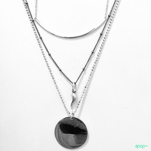 Simple Sterling Horizontal Bar Pendant Necklace