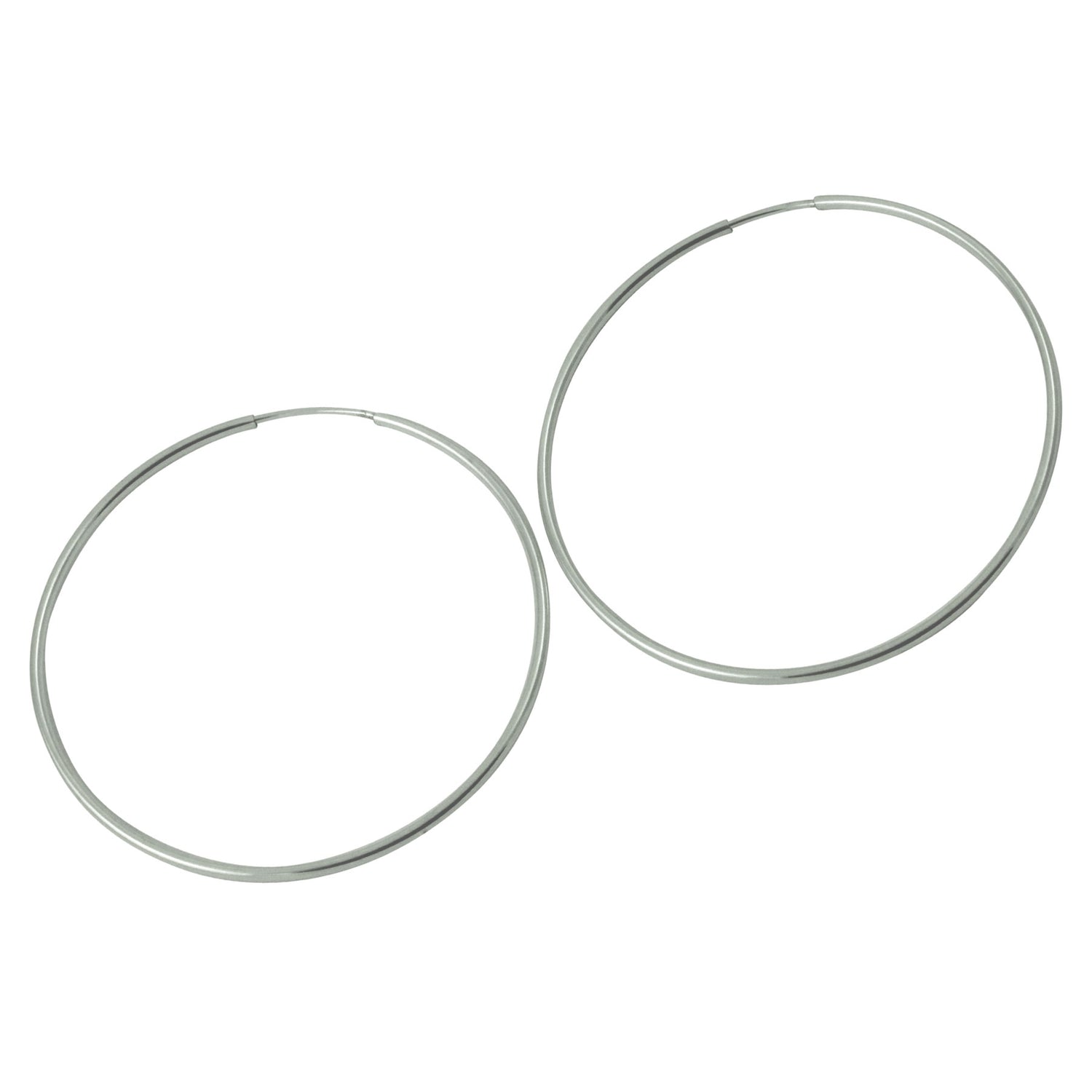 Sterling Silver Large Plain Endless Hoop Earrings