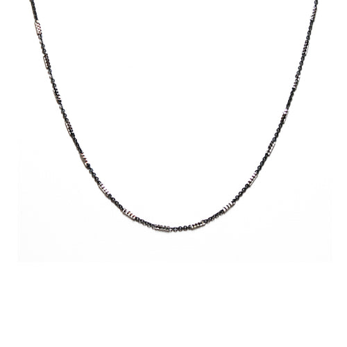 Two-Tone Sterling & Black Chain Necklace 30 inch