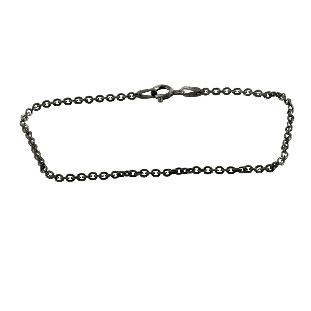 Simple Blackened Silver Link Chain Bracelet
