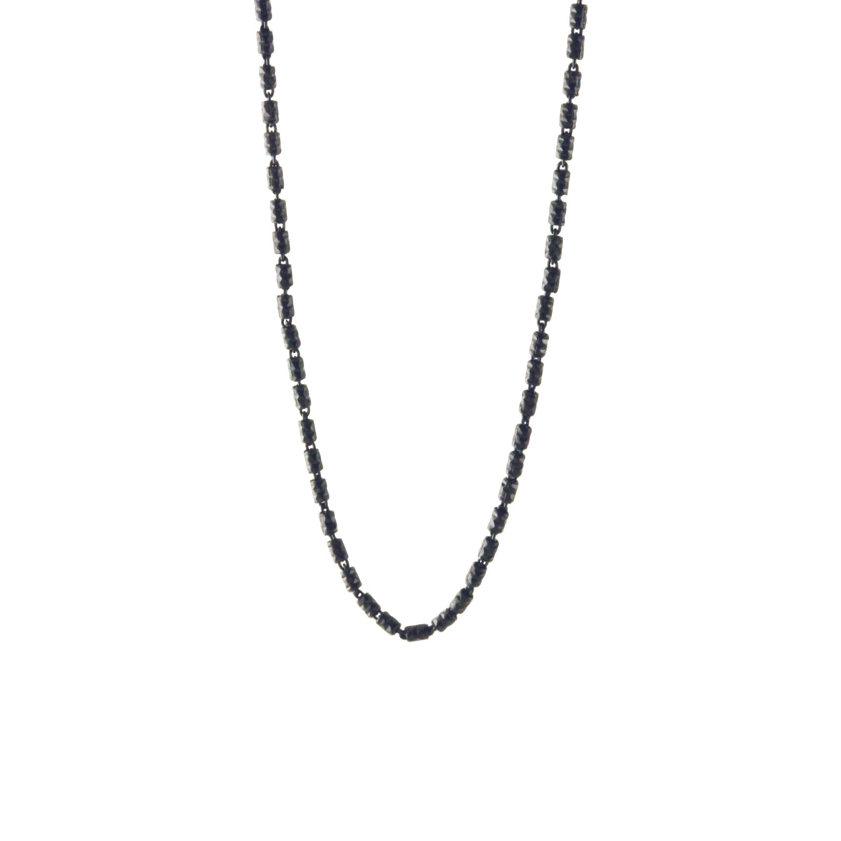 "Twinkle Bar" Black Silver Bar Chain Necklace
