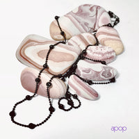 "Pluto" Black Silver Beaded Chain Necklace