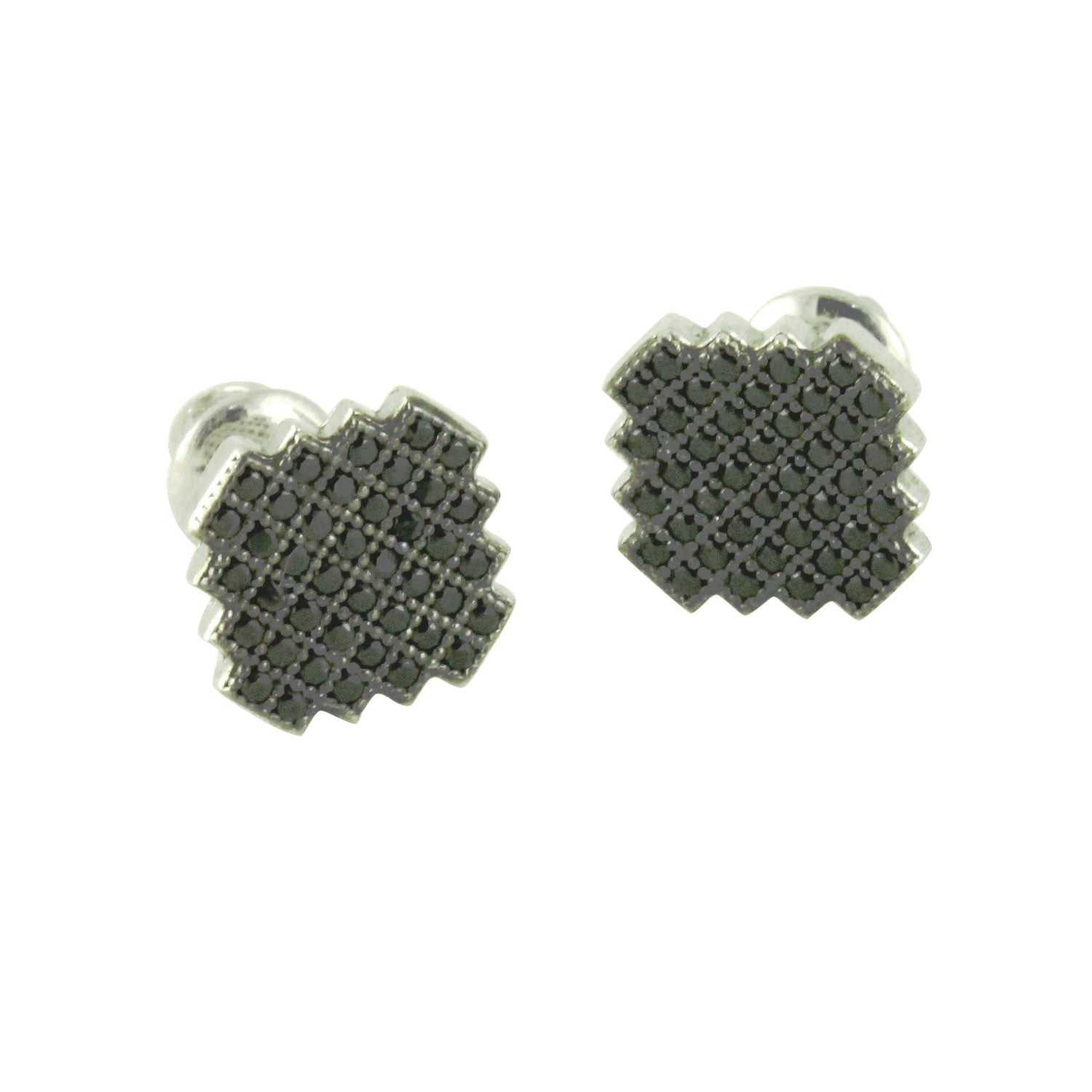 Blackened Silver Pave Cluster ScrewBack Stud Earrings