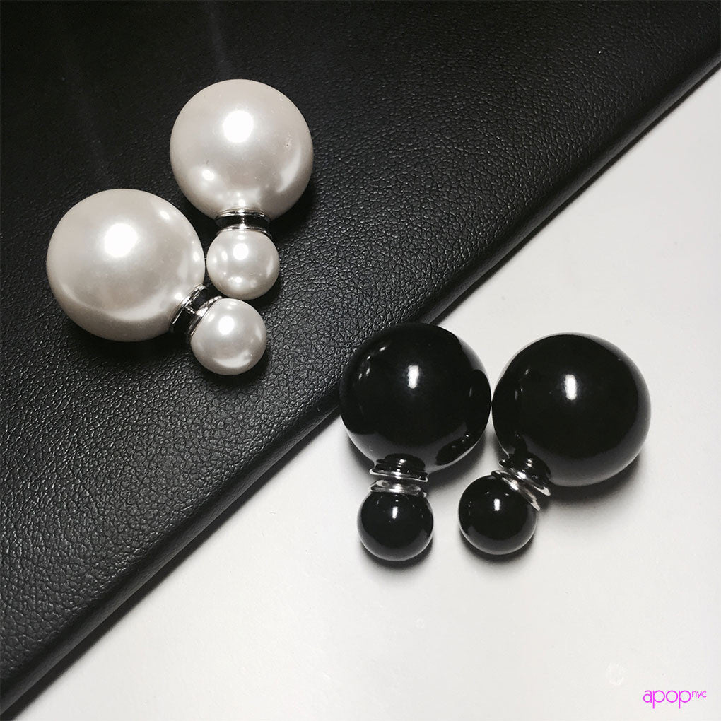 Double-Sided Pearl Bead Earrings