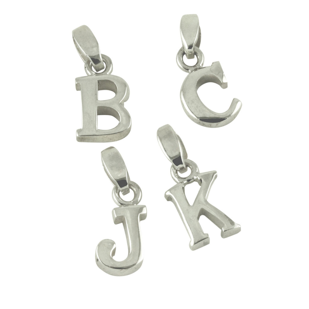 Sterling Silver Block Alphabet Letter Charm Pendant