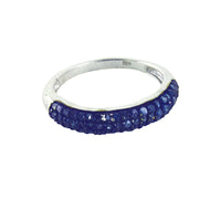 Sterling Silver Pave Cluster Blue Diamond Band Ring