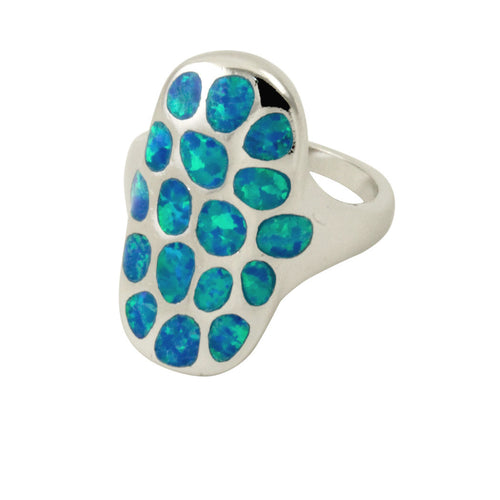 Sterling Blue Opal Knuckle Ring