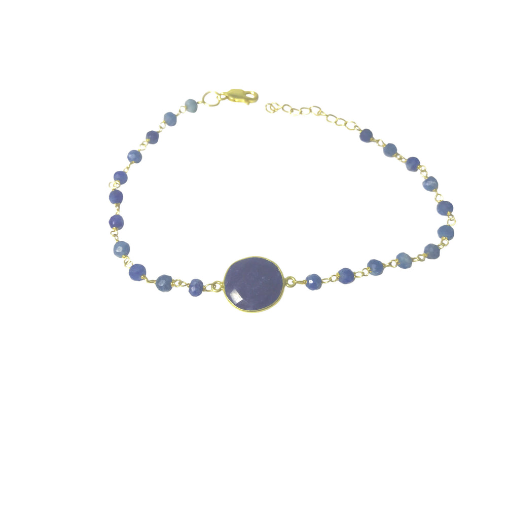 Gold-Dipped Blue Stone Sodalite Stone Bracelet