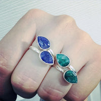 Sterling Silver Blue Stone Bypass Ring