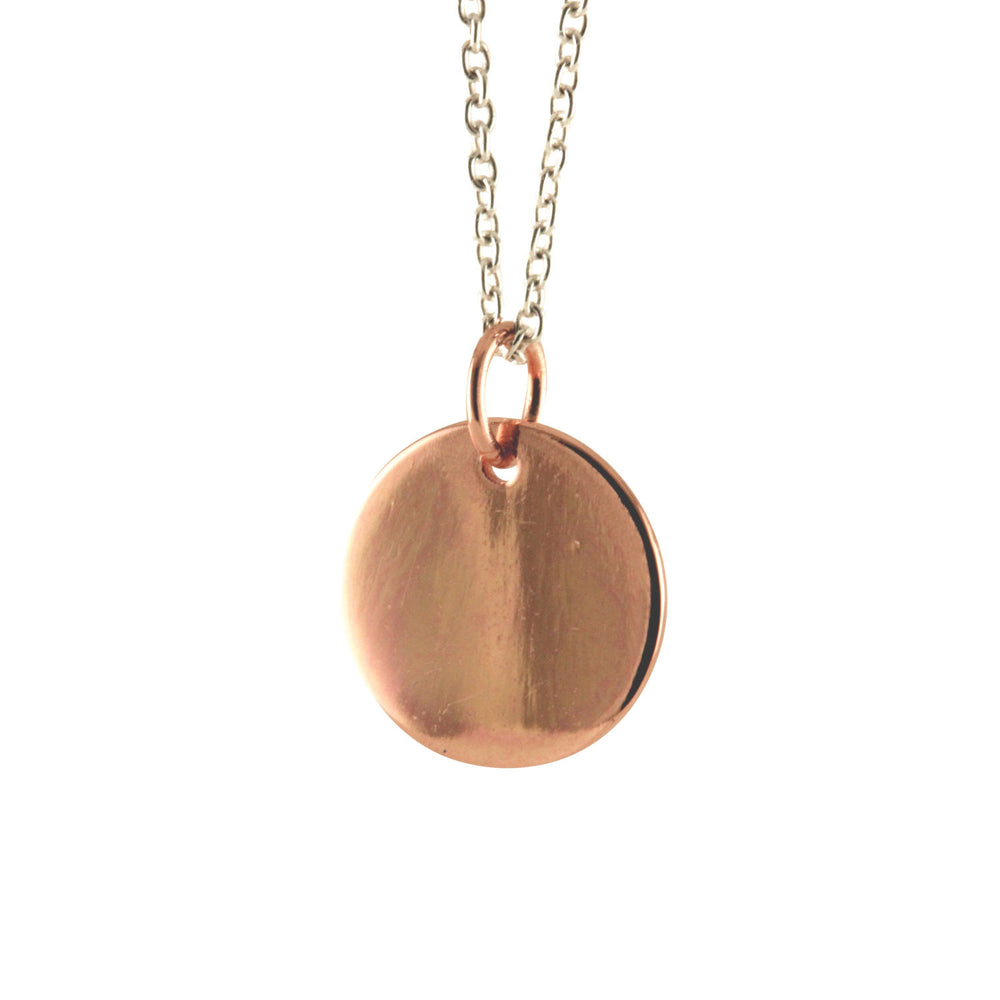 Rosy Silver Medallion Round Disc Charm Necklace