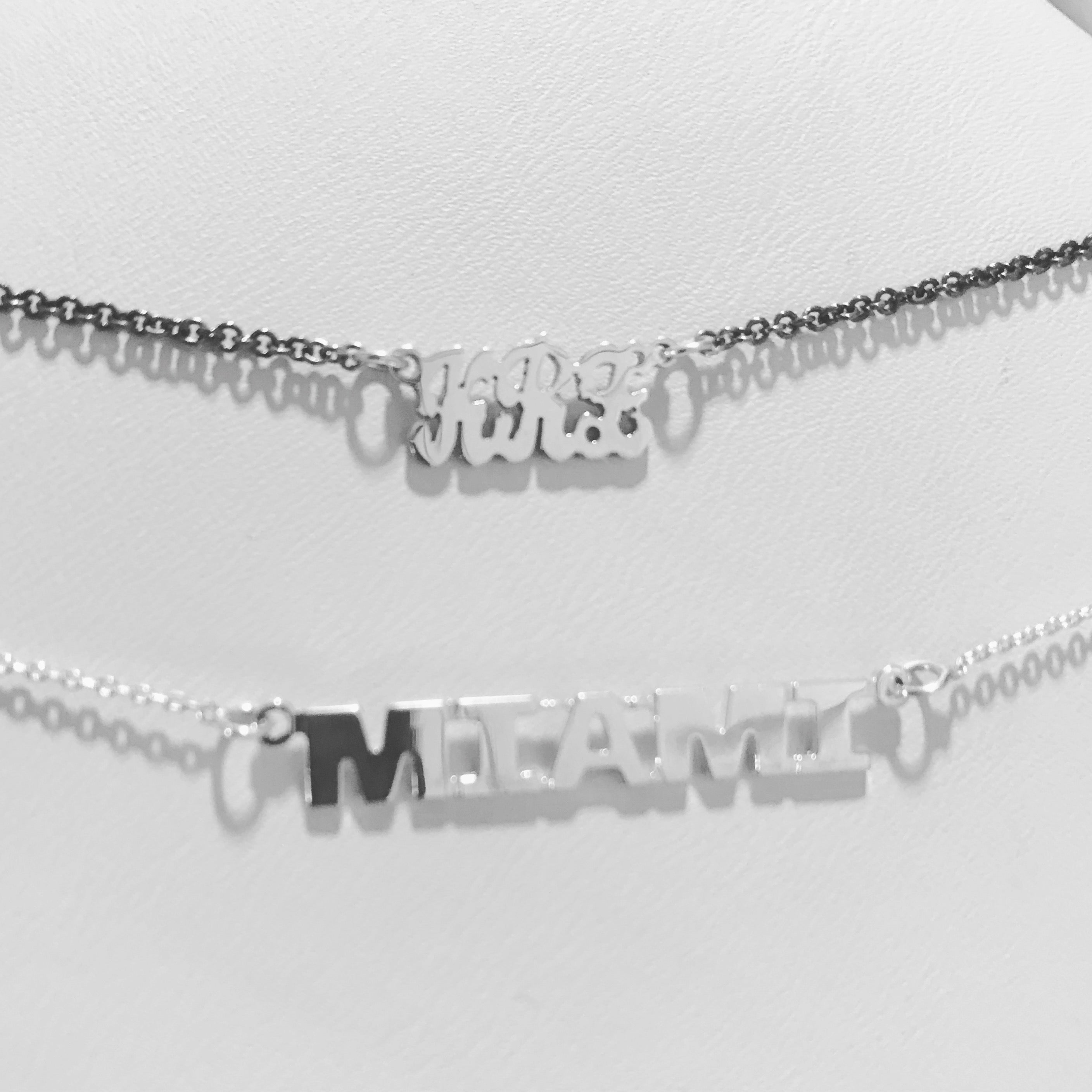 "City" Sterling Silver Nameplate Necklace