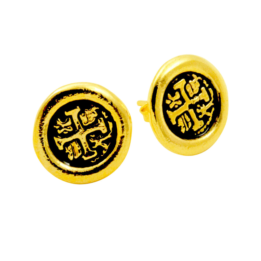 Gold Filled Macacos Spanish Coin Style Earrings