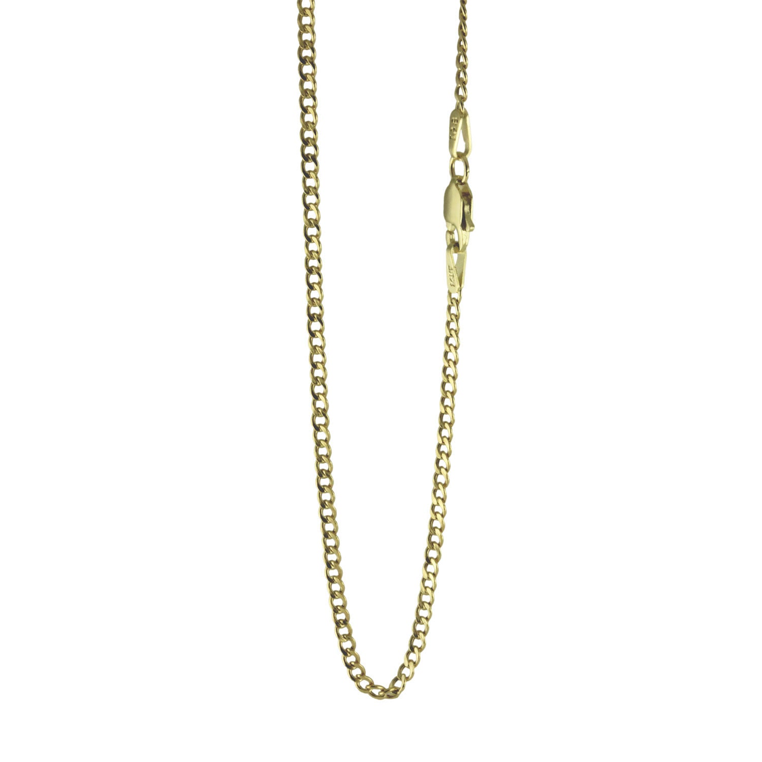 14k Gold Curb Cuban Style Chain Necklace