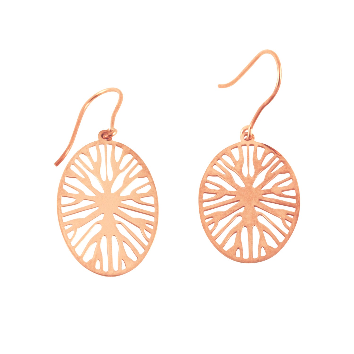 "Timber" Rosy Openwork Round Disc Drop Earrings