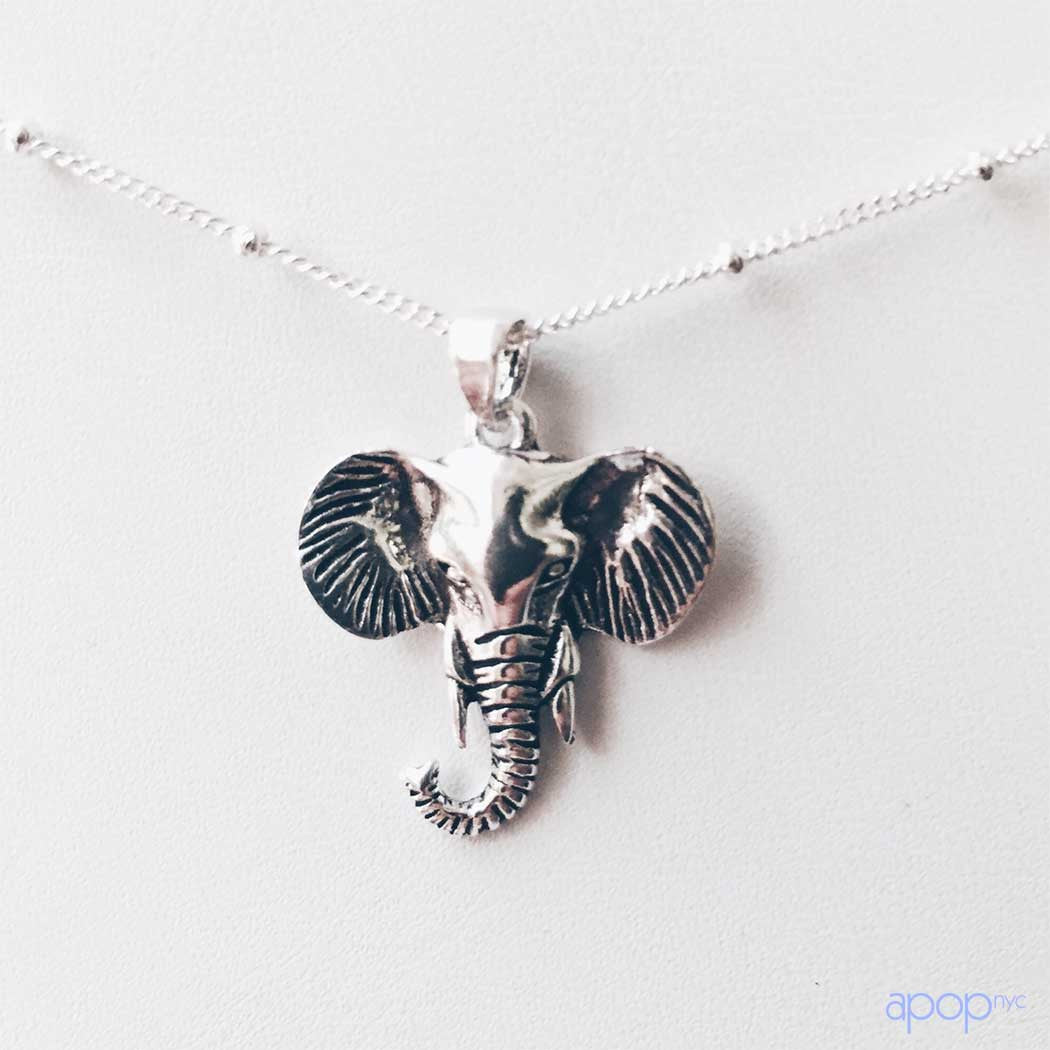Silver 3D Elephant Pendant Necklace | Icing US