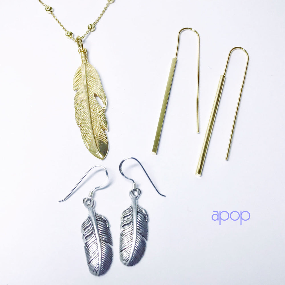 Sterling Silver Bar Threader Drop Earrings